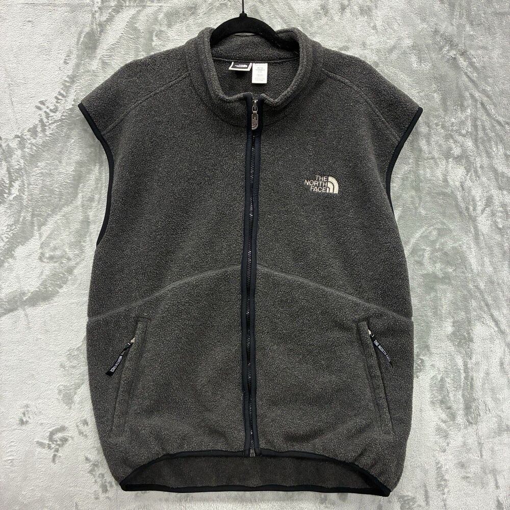 Vintage North Face Fleece Vest Mens L Gray Polartec Full Zip Outdoors USA 90s